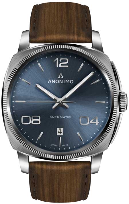 Anonimo Modelle mit Zifferblättern in Blau mit Sonnenschlif