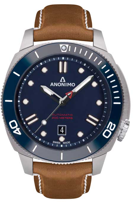 Anonimo Modelle mit Zifferblättern in Blau mit Sonnenschlif