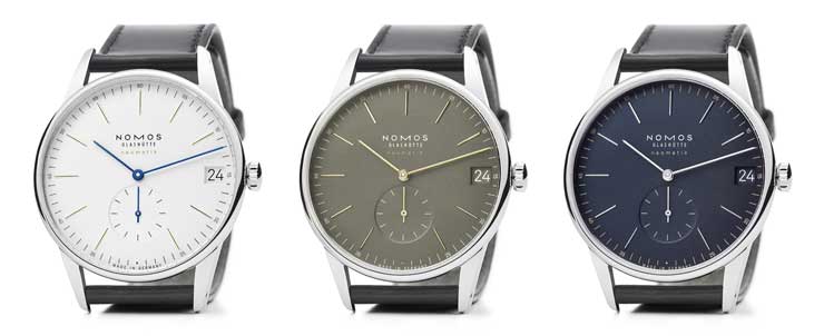 Nomos Orion jetzt auch in olivgold und nachtblau