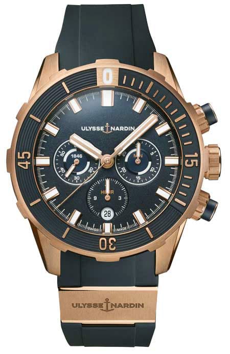 Diver Chronograph 44mm, Blau & Roségold