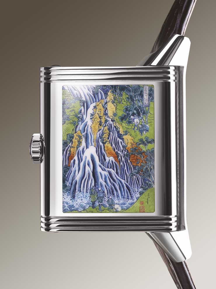740 jlc rReverso Tribute Enamel Hokusai Kirifuri Waterfall