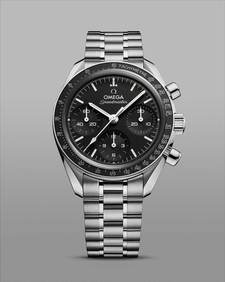Speedmaster 38 mm mit schwarzem Zifferblatt (Ref. 324.30.38.50.01.002): 6.300 €